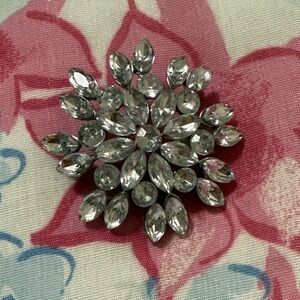 Elegant Silver Crystal Brooch